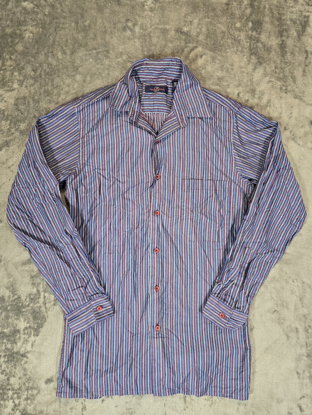 Vintage Jean Pual Germain Purple Chevron Button Up Shirt Size Small Zig Zag